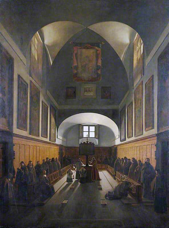 The Choir of the Capuchin Church, Rome, vintage artwork by François-Marius Granet, 12x8" (A4) Poster