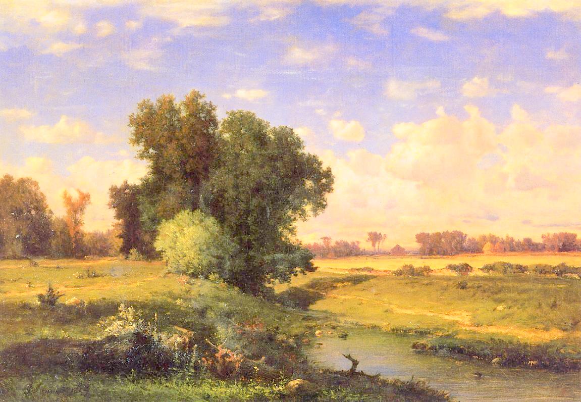 Hackensack Meadows, Sunset, vintage artwork by George Inness, 12x8" (A4) Poster