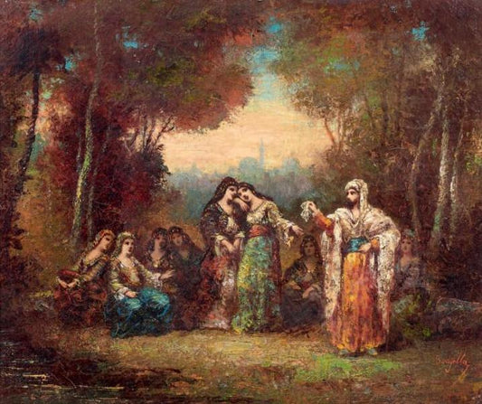 Oriental Scene Galante, vintage artwork by Frederic Borgella, 12x8" (A4) Poster