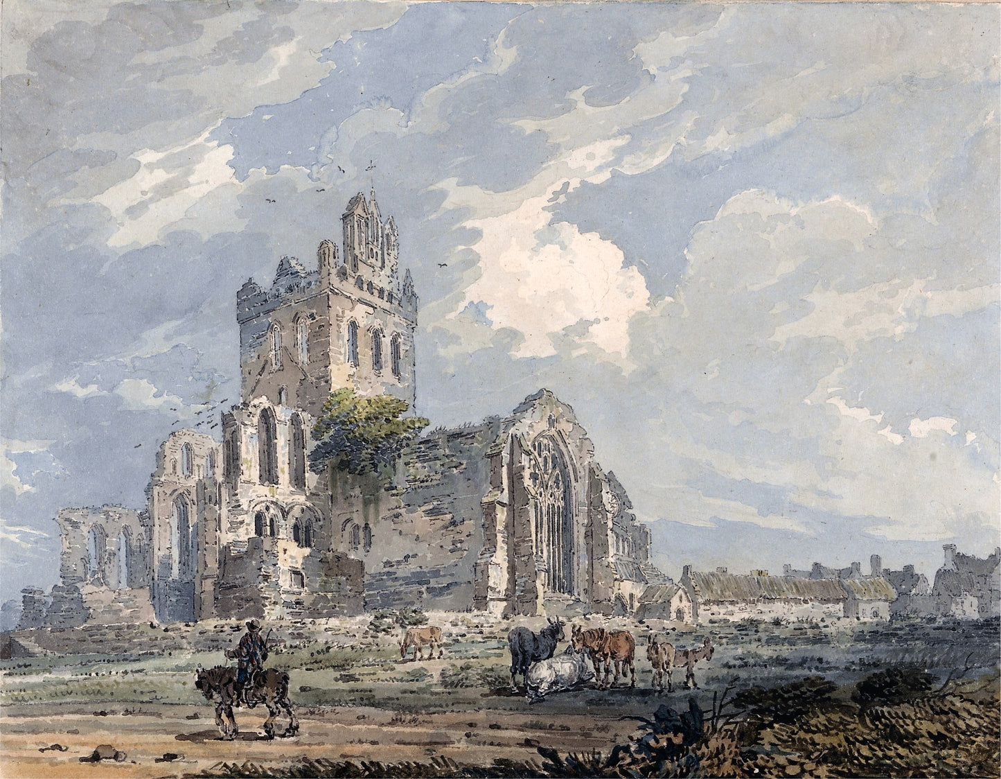 Jedburgh Abbey, Roxburghshire, vintage artwork by Thomas Girtin, 12x8" (A4) Poster