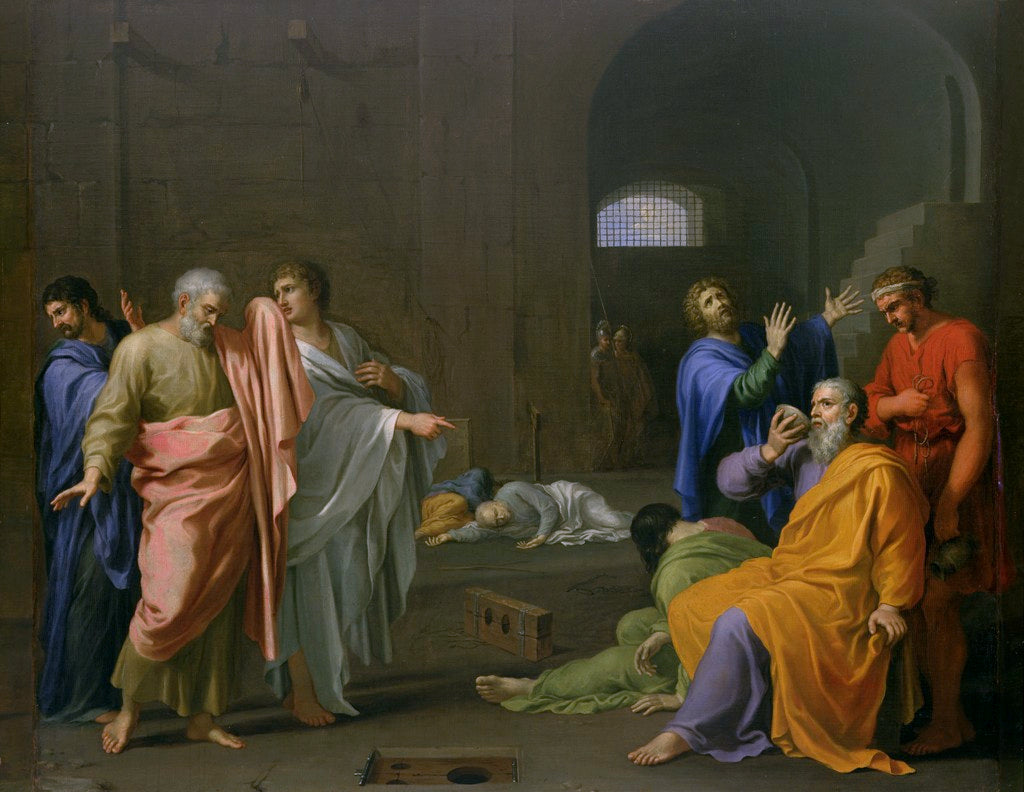 The Death of Socrates, vintage artwork by Charles-Alphonse Dufresnoy, 12x8" (A4) Poster