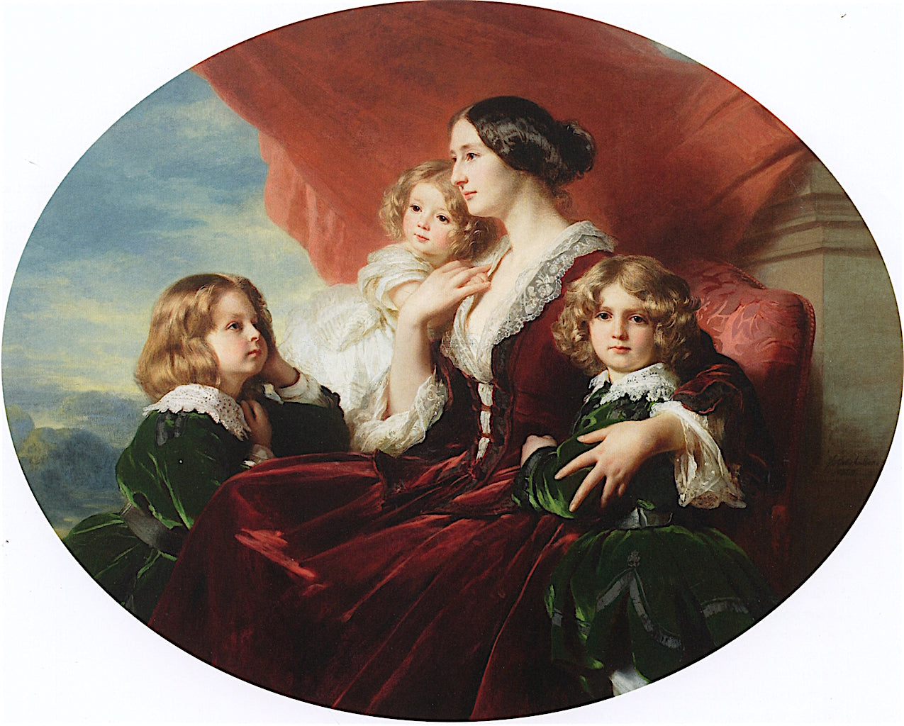 Countess Krasińska and Her Children, vintage artwork by Franz Xavier Winterhalter, A3 (16x12") Poster Print