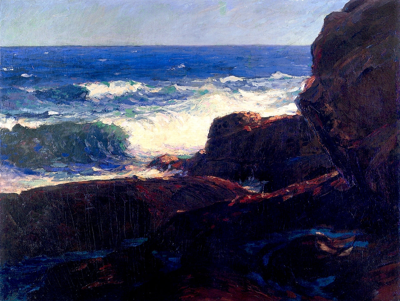 Seascape, Monhegan Island, vintage artwork by Paul Dougherty, 12x8" (A4) Poster