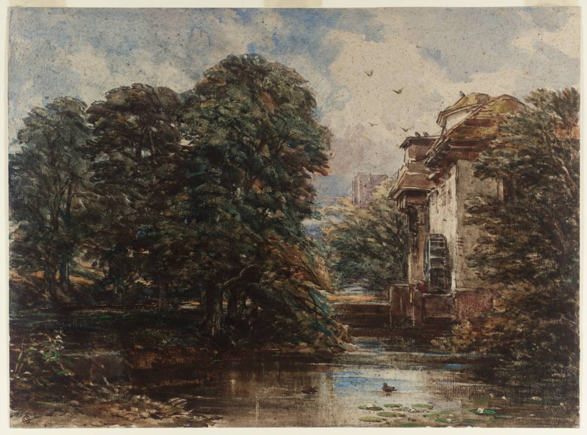 Stream and Watermill, vintage artwork by George Cattermole, A3 (16x12") Poster Print