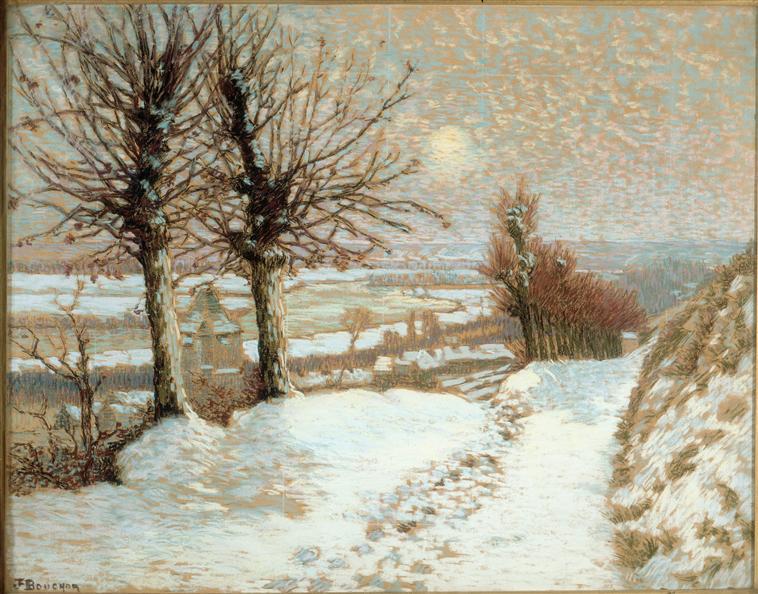 Sun and Snow, vintage artwork by Joseph-Felix Bouchor, 12x8" (A4) Poster