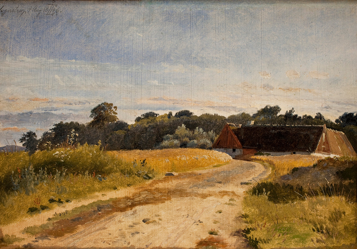 A Croft at Lodskov near Vognserup Manor (study), vintage artwork by Johan Thomas Lundby e, A3 (16x12") Poster Print