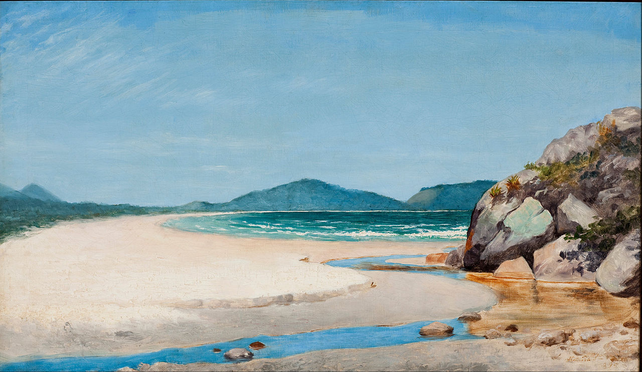 Seascape, Guarujá, vintage artwork by Jose Ferraz de Almeida Junior, 12x8" (A4) Poster