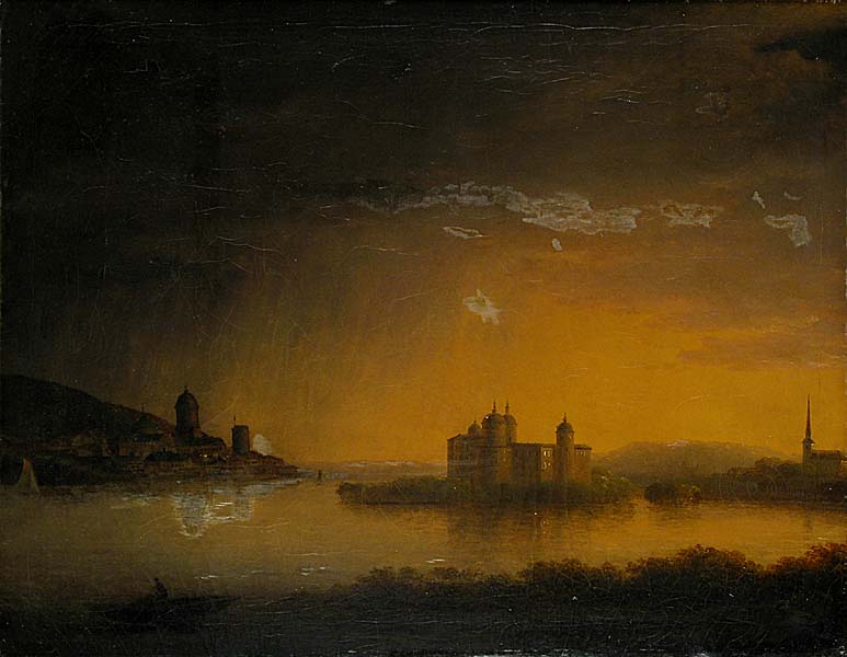 View of Gripsholm Castle, vintage artwork by Carl Johan Fahlcrantz, 12x8" (A4) Poster