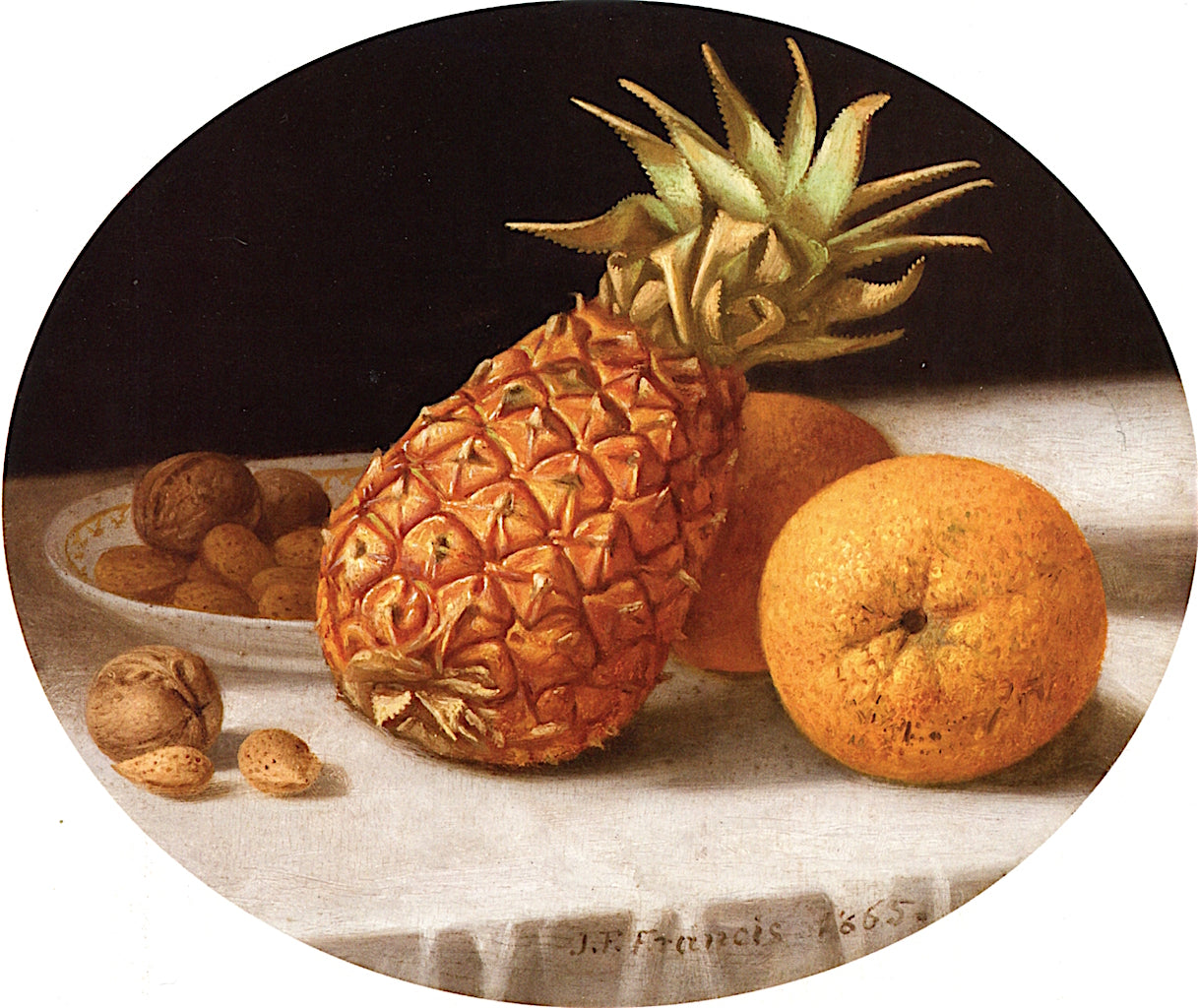 Still Life with Pineapple, Oranges and Nuts, vintage artwork by John F. Francis, A3 (16x12") Poster Print
