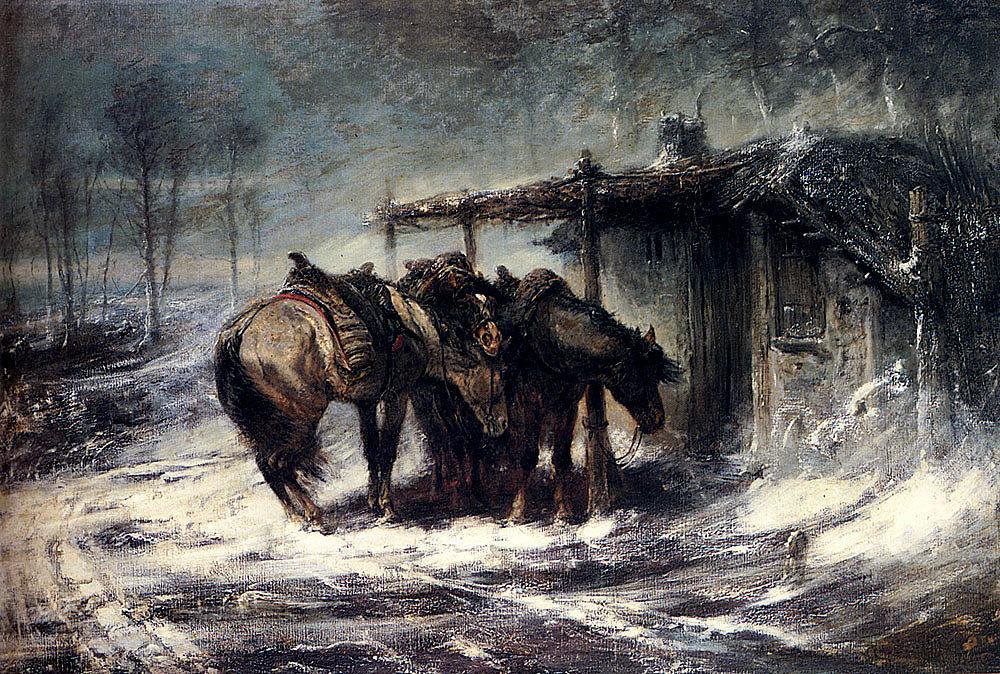 The Snowstorm, vintage artwork by Adolf Christian Schreyer, 12x8" (A4) Poster