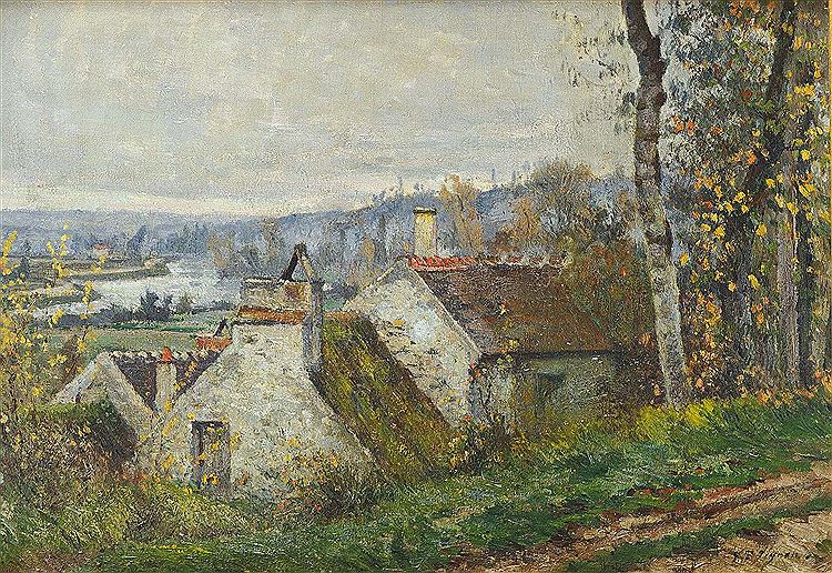St.Nicolas, Valley of l’Oise, vintage artwork by Victor Vignon, 12x8" (A4) Poster