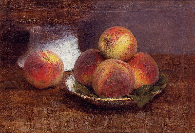 Bowl of Peaches, vintage artwork by Henri Fantin-Latour, 12x8" (A4) Poster