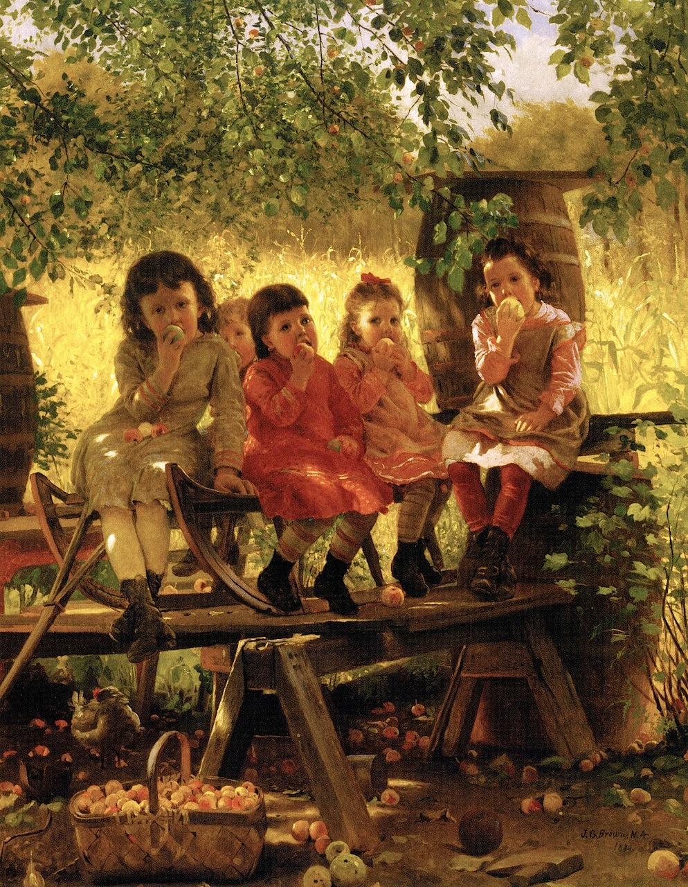 The Cider Mill, vintage artwork by John George Brown, 12x8" (A4) Poster