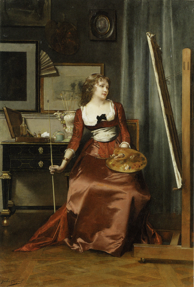 At the Easel, vintage artwork by Jules-Adolphe Goupil, 12x8" (A4) Poster