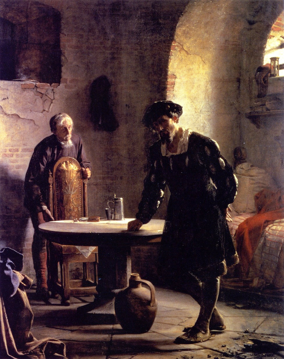 Christian II in Prison at Sonderborg Castle, vintage artwork by Carl Heinrich Bloch, 12x8" (A4) Poster