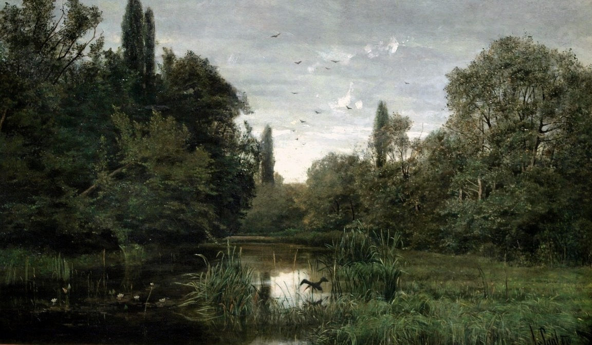 Marshy Landscape, vintage artwork by László Paál, 12x8" (A4) Poster