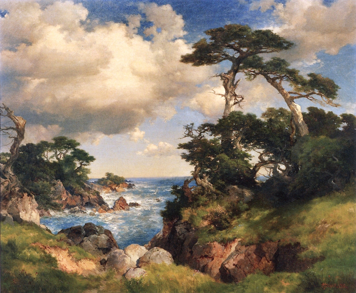 Coast of Monterey, vintage artwork by Thomas Moran, 12x8" (A4) Poster