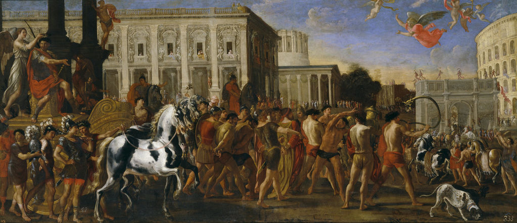 Triumphal entry of Constantine in Rome, vintage artwork by Viviano Codazzi, 12x8" (A4) Poster