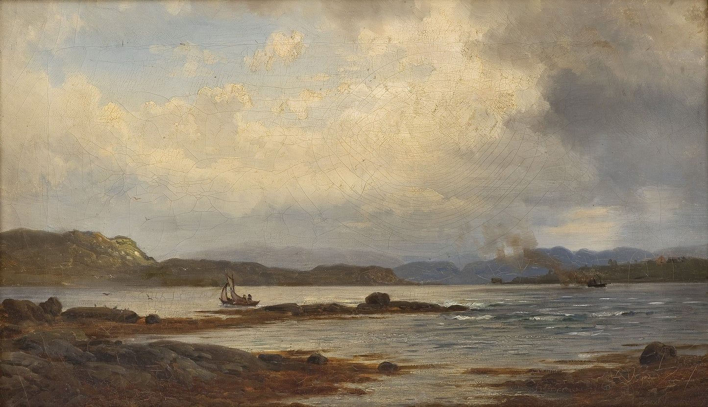 From Prestøen in Sundfjord, vintage artwork by Anders Monsen Askevold, 12x8" (A4) Poster