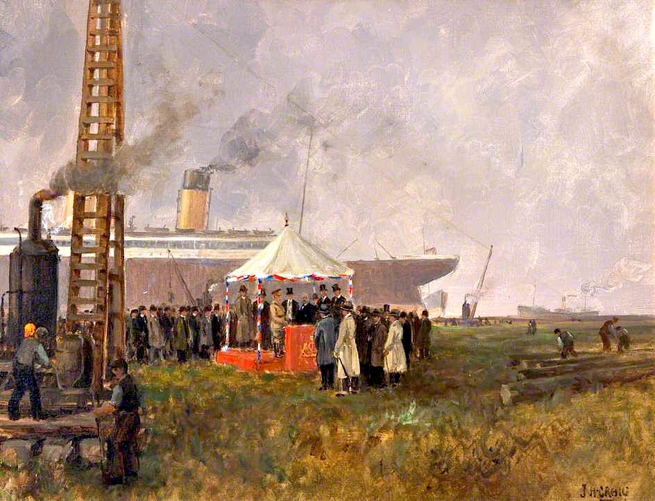 Driving the First Pile by James Humbert Craig,16x12(A3) Poster