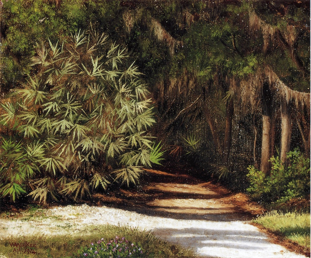 Forest Scene with Moss-Covered Trees and Bamboo, vintage artwork by William Aiken Walker, 12x8" (A4) Poster