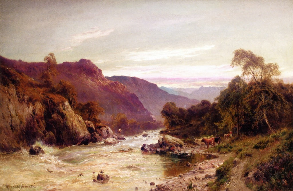 Rydal Water from Ambleside, vintage artwork by Alfred de Breanski, Sr., 12x8" (A4) Poster