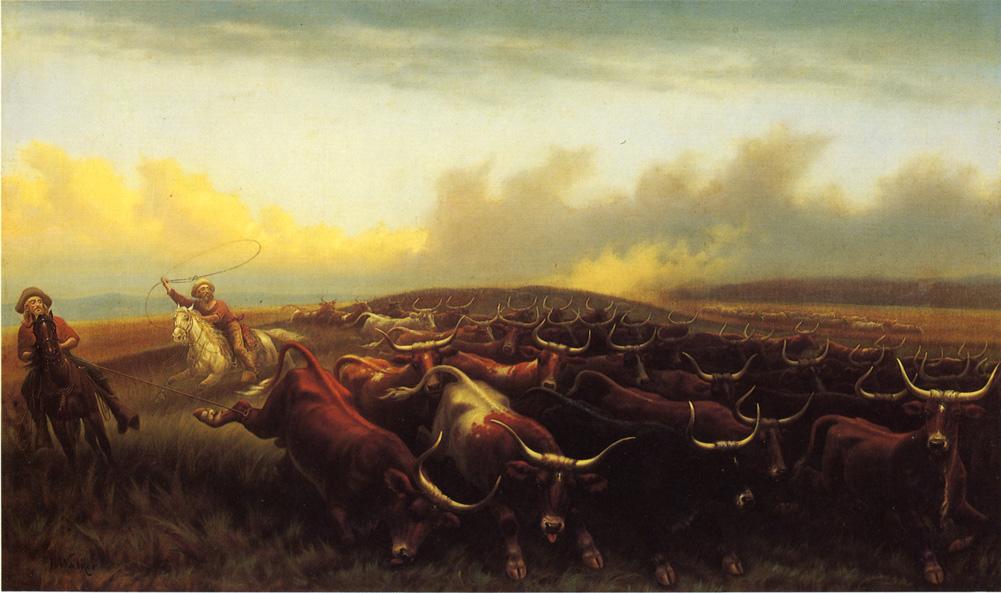 Cattle Drive No. 1, vintage artwork by James Walker, A3 (16x12") Poster Print