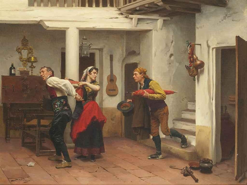 A Quick Exit, vintage artwork by Jules Worms, 12x8" (A4) Poster