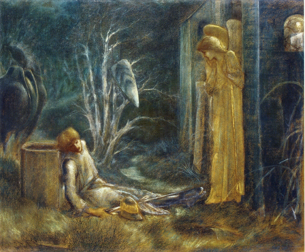 The Dream of Lancelot (Study), vintage artwork by Sir Edward Burne-Jones, 12x8" (A4) Poster