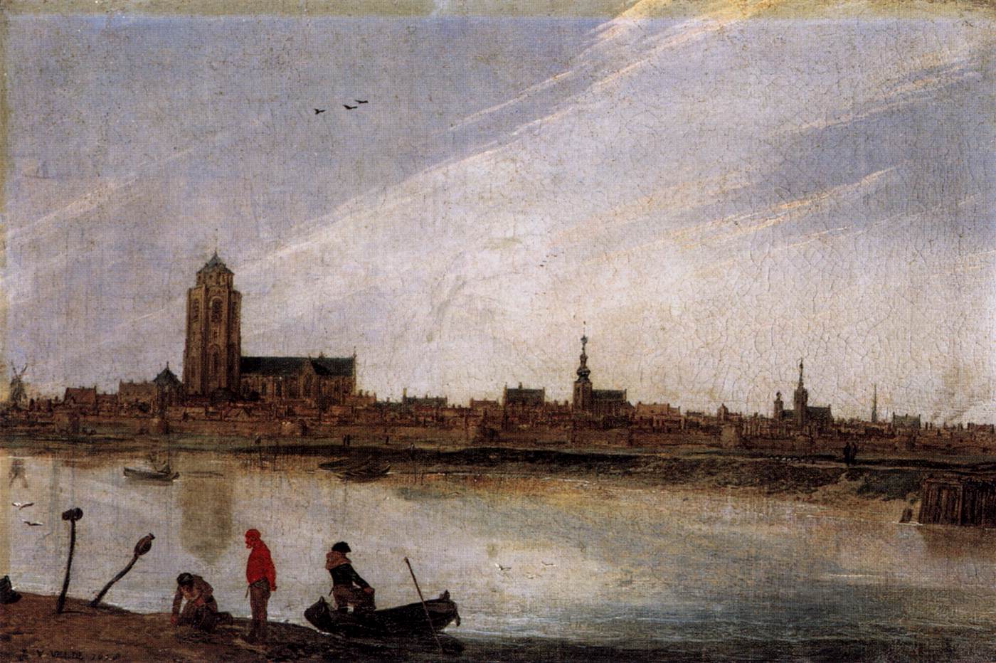 View of Zierikzee, vintage artwork by Esaias van der Velde I, 12x8" (A4) Poster