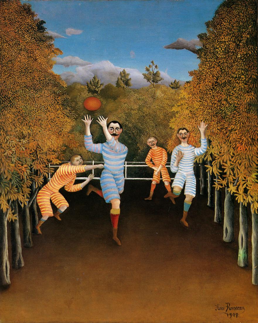 The Football Players, vintage artwork by Henri Rousseau, 12x8" (A4) Poster