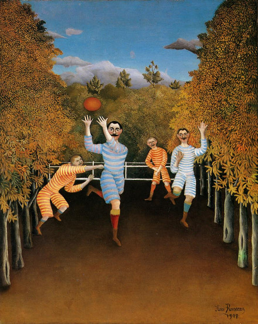 The Football Players, vintage artwork by Henri Rousseau, 12x8" (A4) Poster