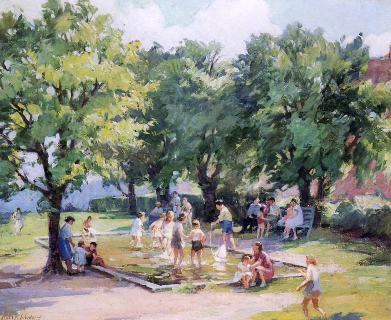 Afternoon at the Playground, vintage artwork by Mabel May Woodward, 12x8" (A4) Poster