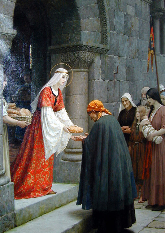 The Charity of St. Elizabeth of Hungary, vintage artwork by Edmund Blair Leighton, 12x8" (A4) Poster