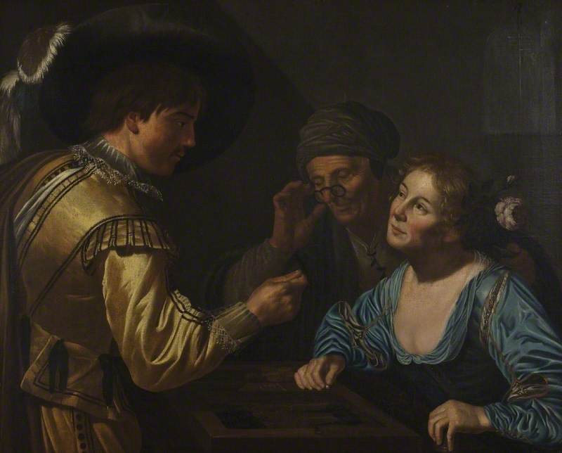 The Backgammon Players, vintage artwork by Valentin de Boulogne, 12x8" (A4) Poster
