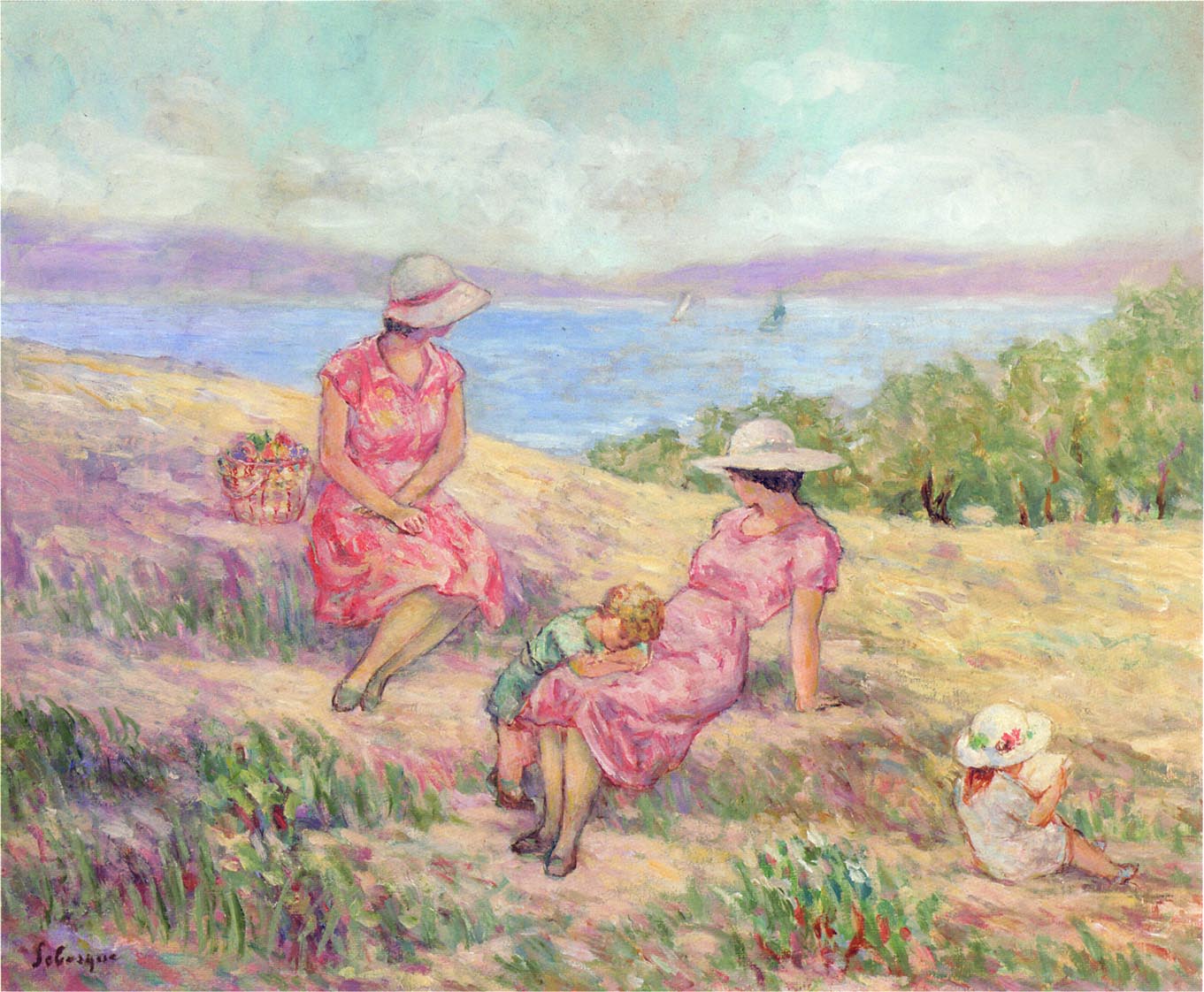 At the Mediterranean Coast, vintage artwork by Henri Lebasque, 12x8" (A4) Poster