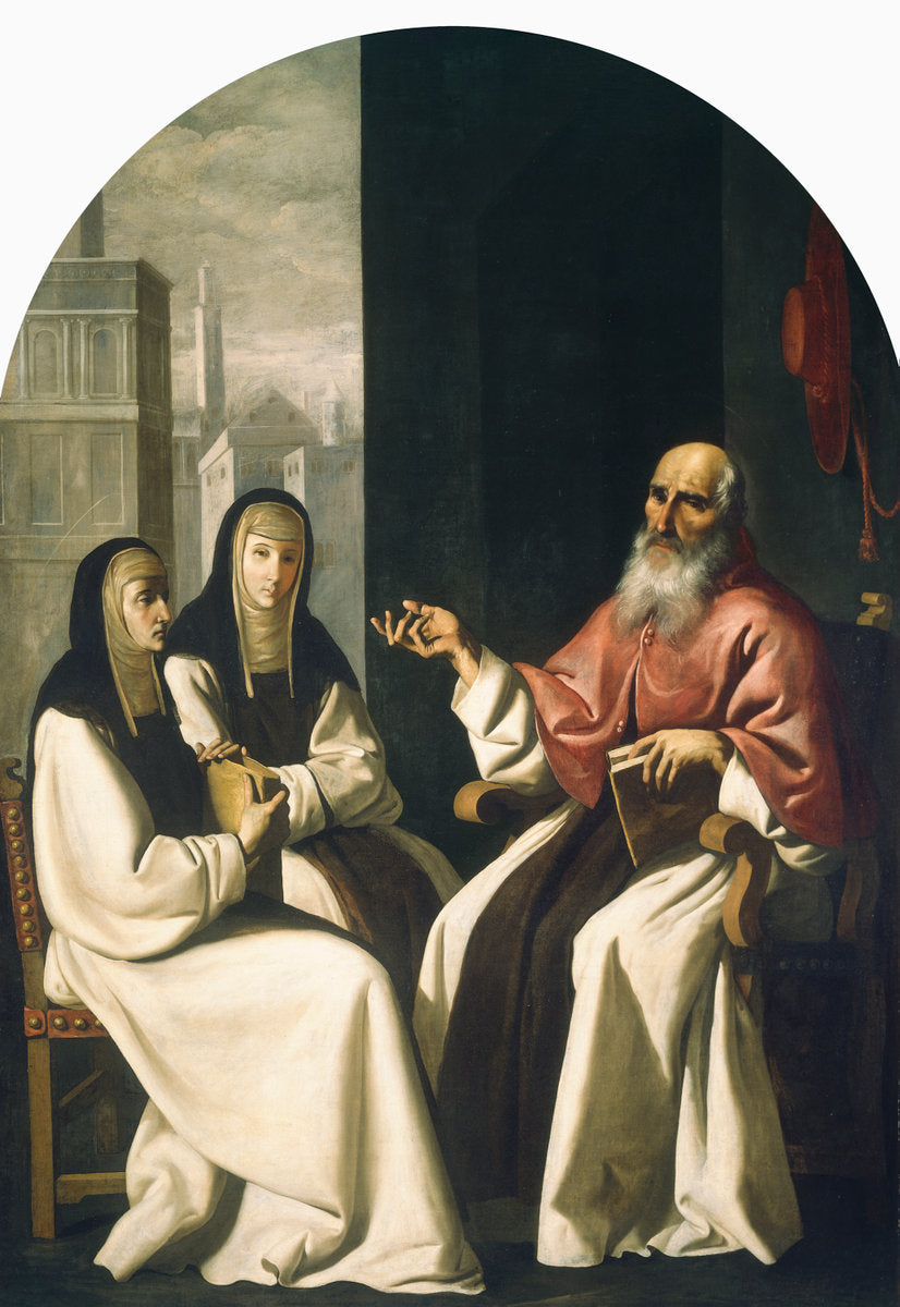 Saint Jerome with Saint Paula and Saint Eustochium, vintage artwork by Francisco de Zurbarán, 12x8" (A4) Poster