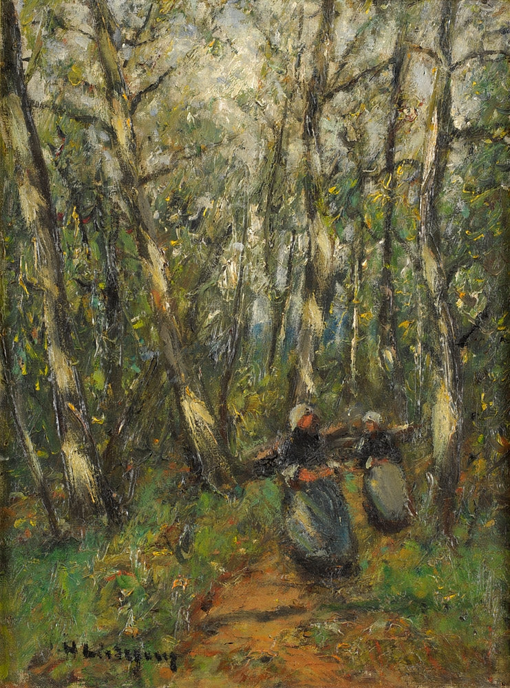 Brushwood Gatherers, vintage artwork by Helmut Liesegang, 12x8" (A4) Poster