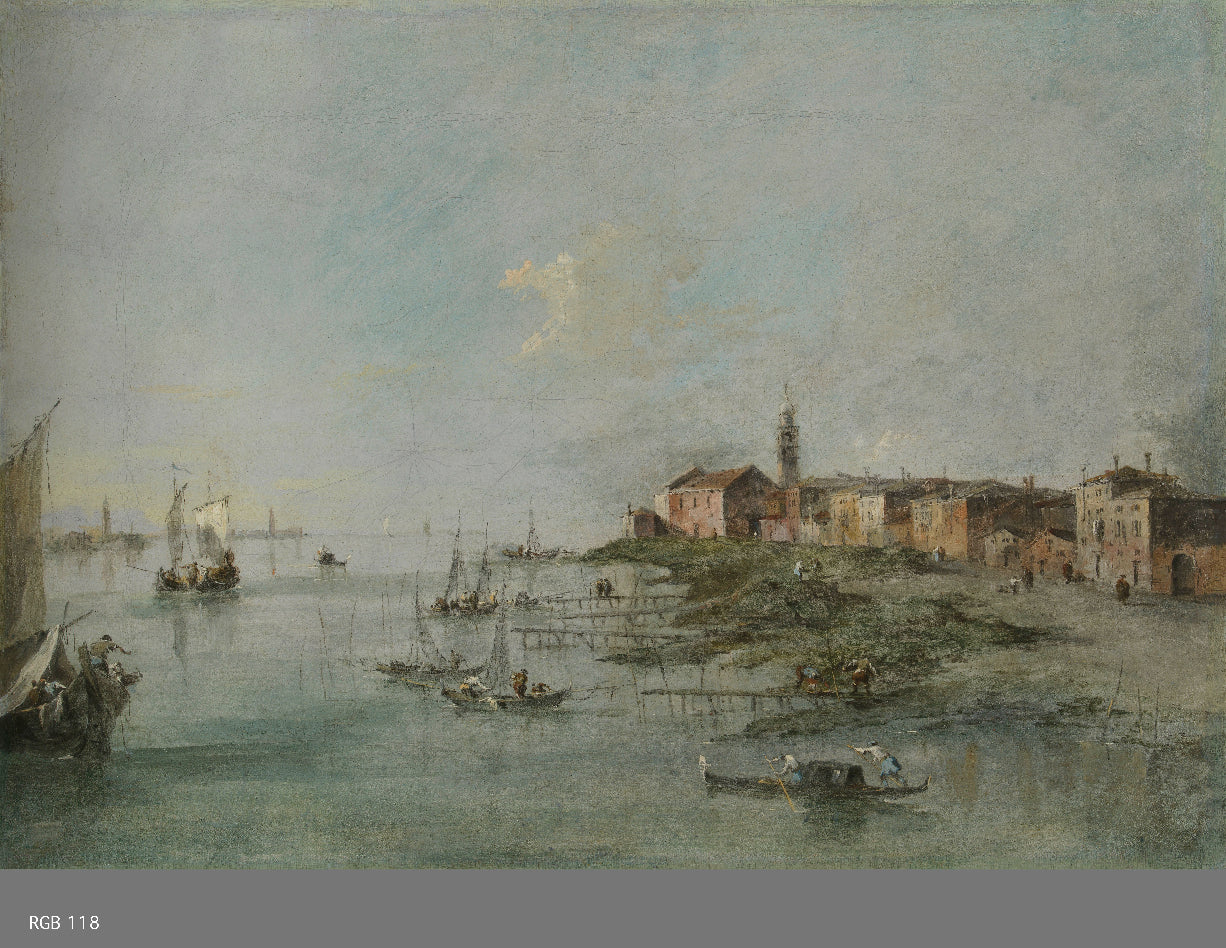 The Giudecca Canal with the Church of Saint Martha, vintage artwork by Francesco Guardi, 12x8" (A4) Poster