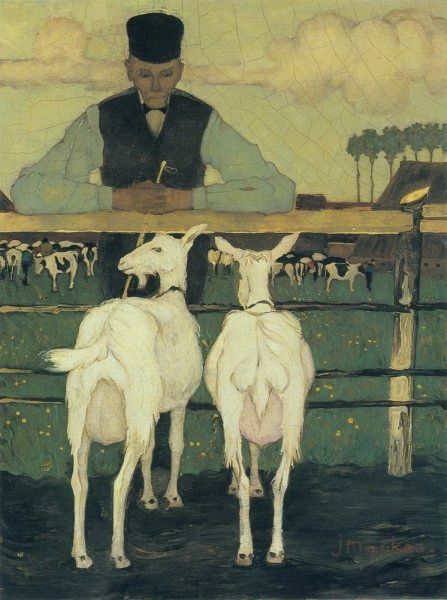 Farmer with Goats by Jan Mankes,16x12(A3) Poster