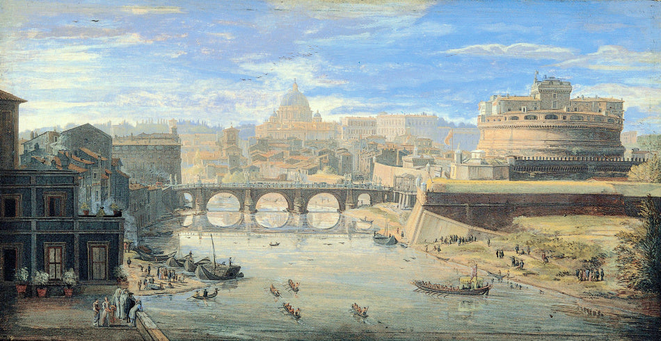 View of Tor di Nona, vintage artwork by Caspar van Wittel, 12x8" (A4) Poster