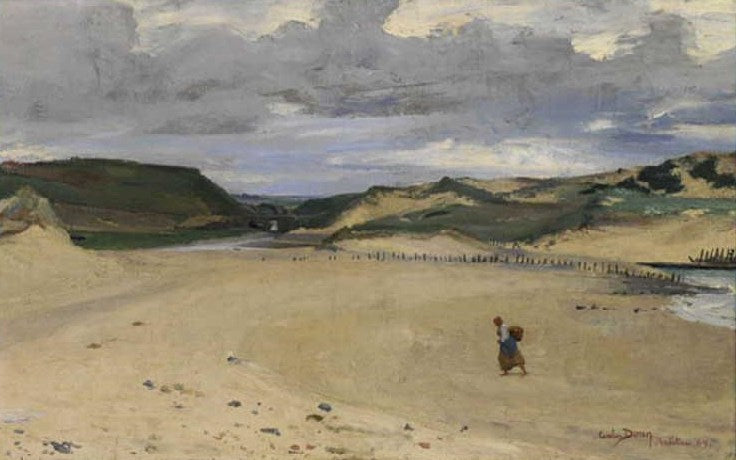 La plage d'Ambleteuse, vintage artwork by Charles Auguste Émile Durand, 12x8" (A4) Poster