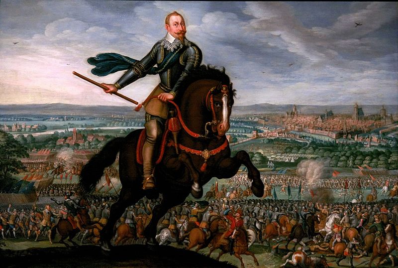 Gustavus Adolphus of Sweden at the Battle of Breitenfeld, vintage artwork by Johann Walter, 12x8" (A4) Poster