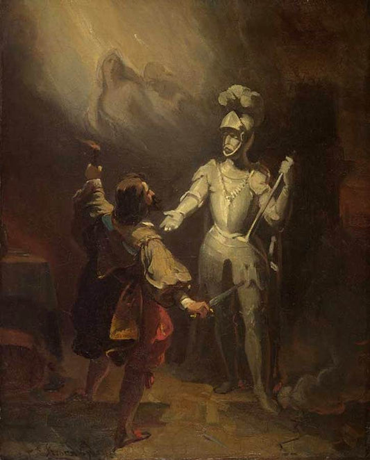 Don Juan and the Statute of the Commander, vintage artwork by Alexandre-Evariste Fragonard, 12x8" (A4) Poster
