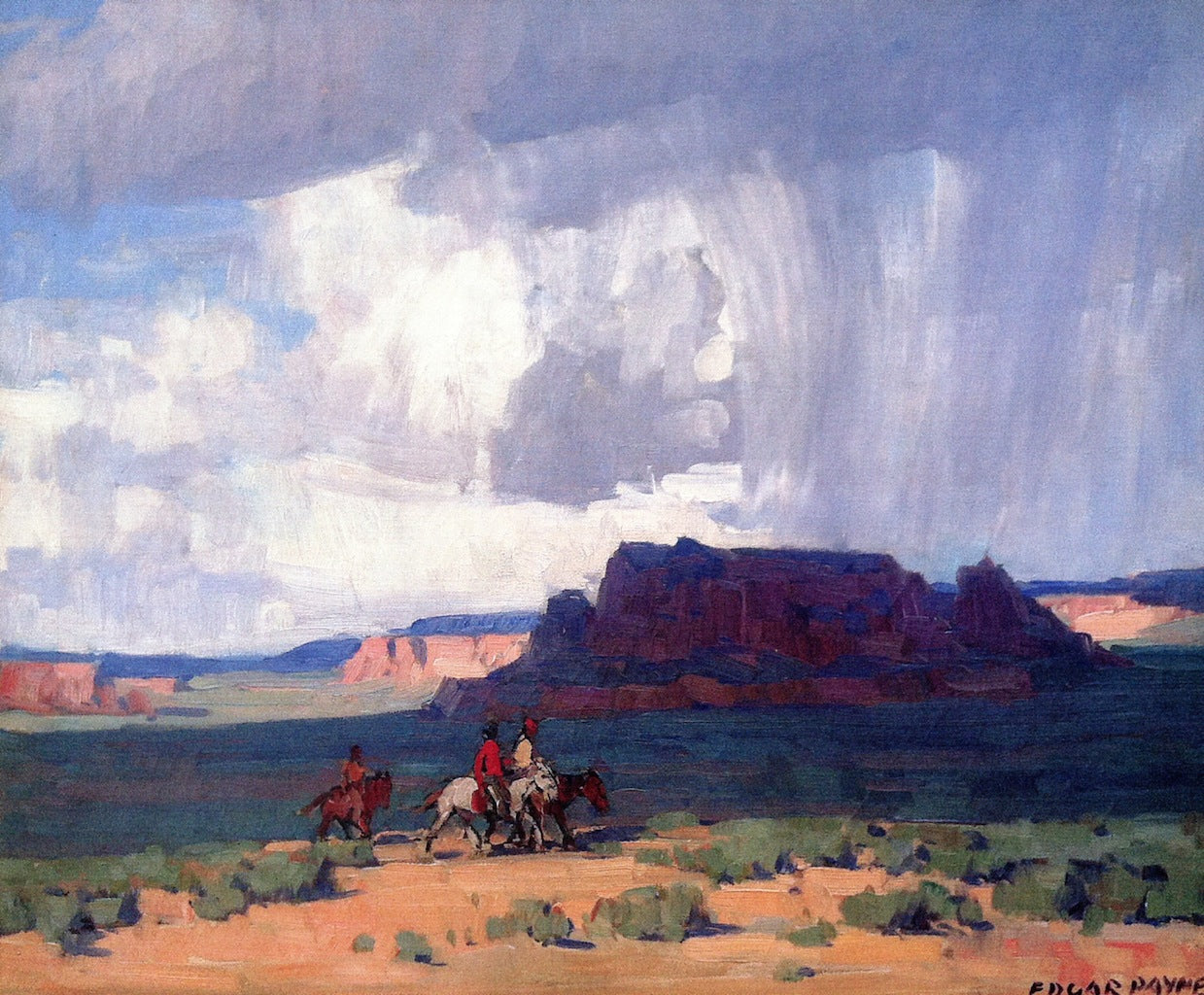 Desert Rain, vintage artwork by Edgar Alwyn Payne, 12x8" (A4) Poster