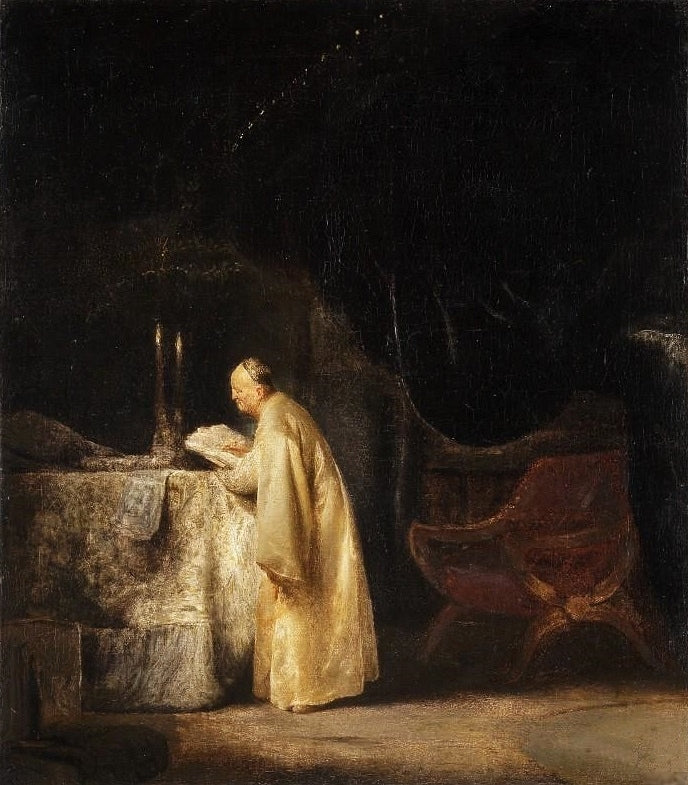 Zechariah in the Temple, vintage artwork by Jan Lievens, 12x8" (A4) Poster