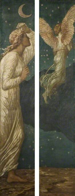 Cupid Flying Away from Psyche, vintage artwork by Sir Edward Burne-Jones, 12x8" (A4) Poster