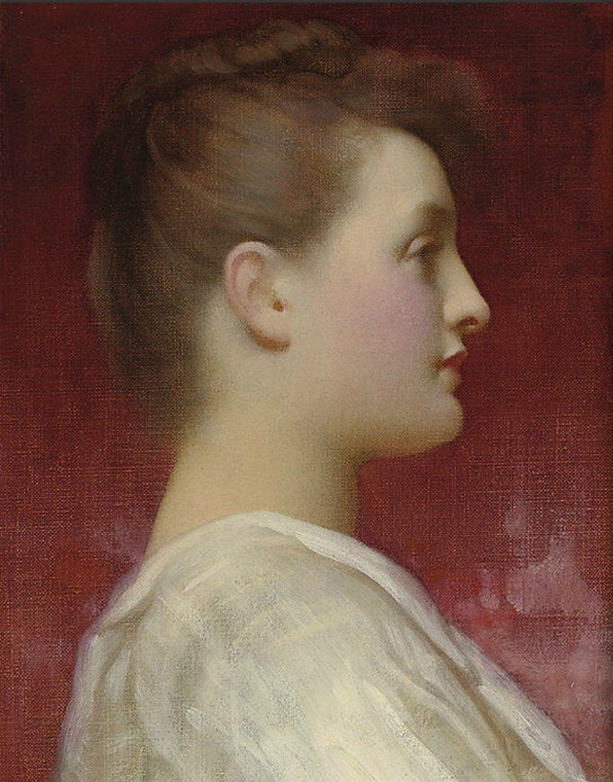 Head of a Girl in a White Dress, vintage artwork by Sir Frederic Lord Leighton, 12x8" (A4) Poster