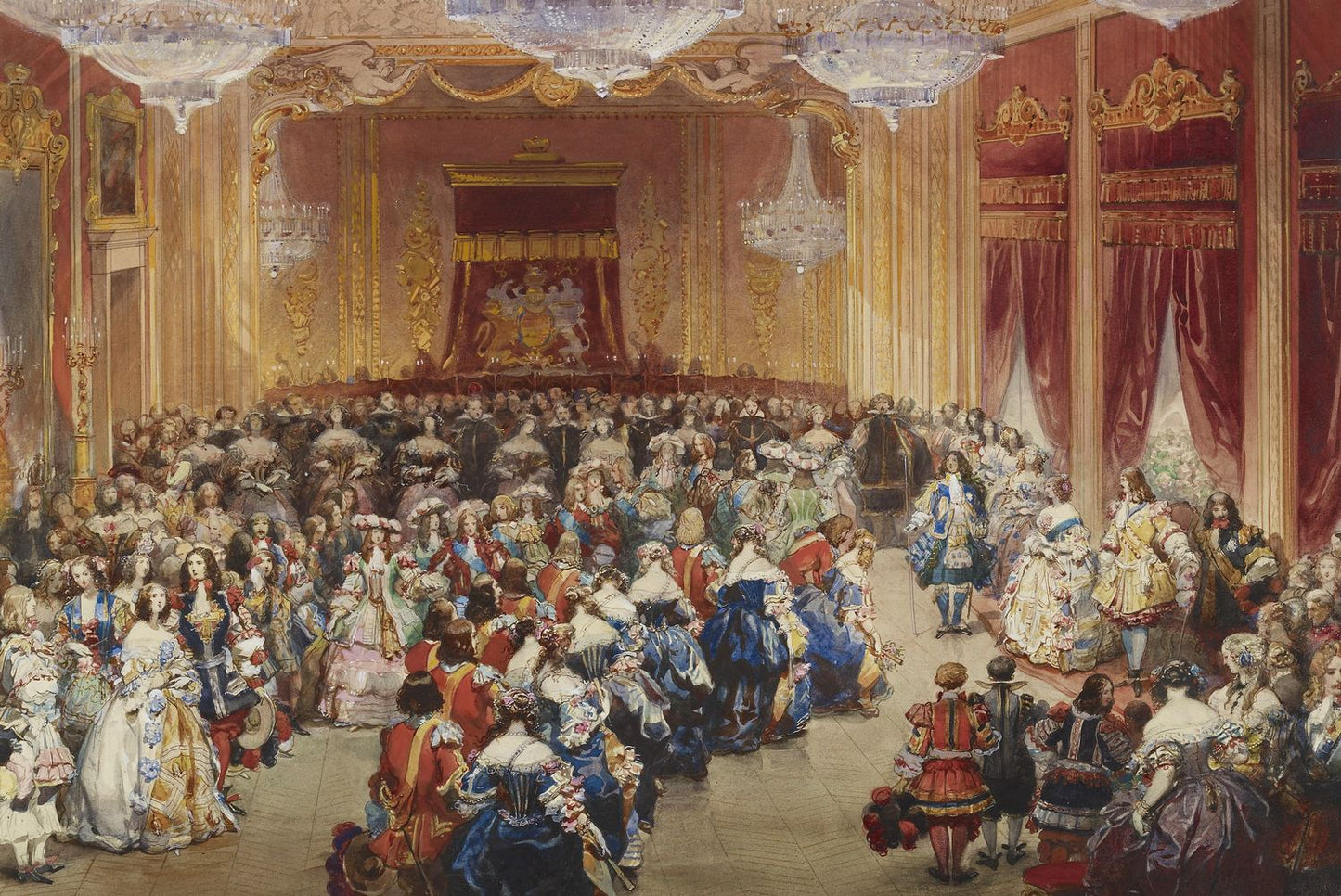 The Stuart Ball at Buckingham Palace, vintage artwork by Eugene Louis Lami, A3 (16x12") Poster Print