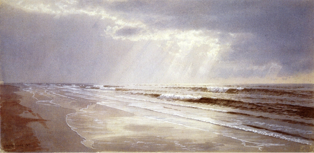 Beach with Sun Drawing Water, vintage artwork by William Trost Richards, 12x8" (A4) Poster
